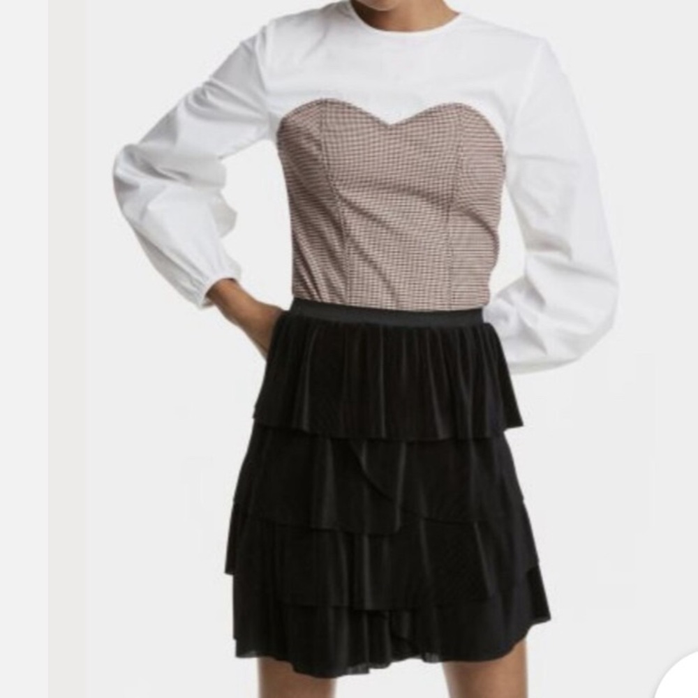 H&M Patterned Bodice Bustier Office Siren